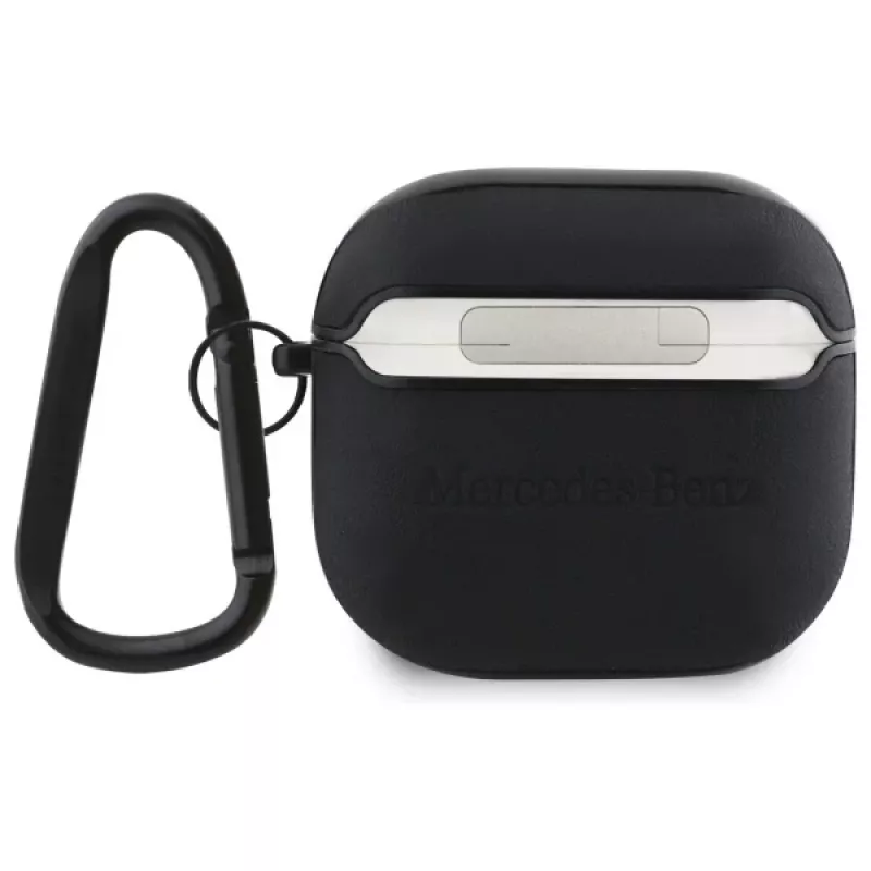 Mercedes-Benz MEA4CSLBK AirPods 4 Hülle Schwarz Leder Metall Logo