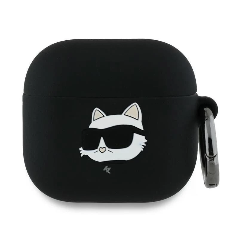 Karl Lagerfeld KLA4RUNCHK AirPods 4 Cover Black Silicone Choupette Head 3D