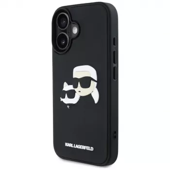 KARL LAGERFELD HC 3D Rubber DoubleHeads Case für iPhone 16, Schwarz