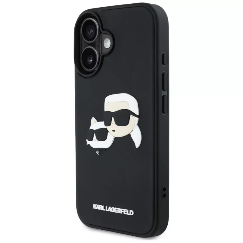 KARL LAGERFELD HC 3D Rubber DoubleHeads Case für iPhone 16, Schwarz
