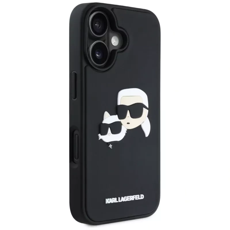 KARL LAGERFELD HC 3D Rubber DoubleHeads Case für iPhone 16, Schwarz