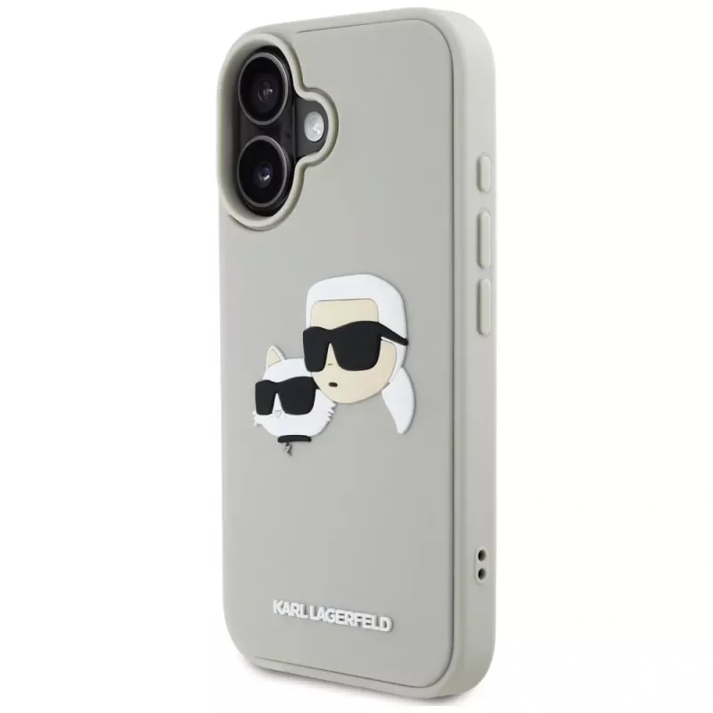 KARL LAGERFELD HC 3D Rubber DoubleHeads Case für Apple iPhone 16 - Beige