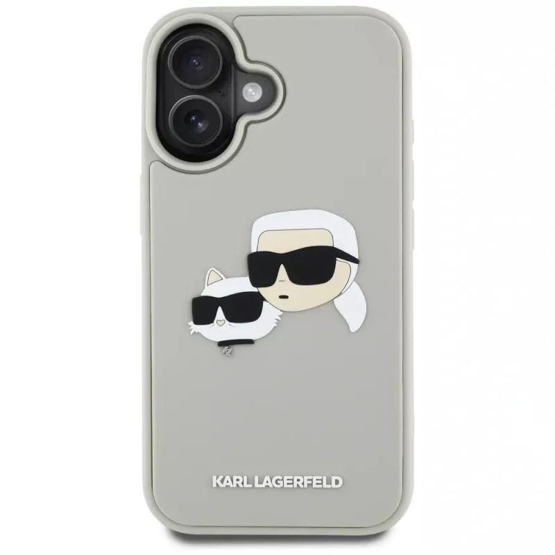 KARL LAGERFELD HC 3D Rubber DoubleHeads Case für Apple iPhone 16 - Beige