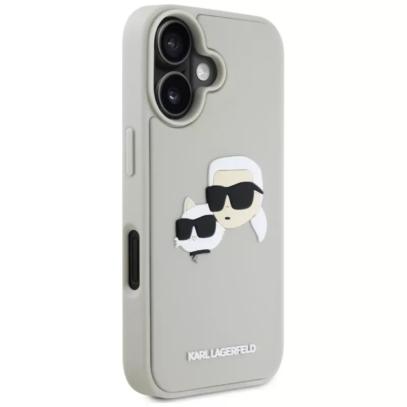 KARL LAGERFELD HC 3D Rubber DoubleHeads Case für Apple iPhone 16 - Beige
