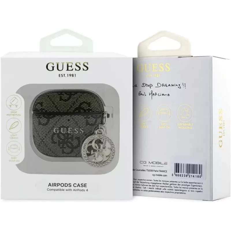 Guess 4G Strass Charm Protective Case für Apple AirPods 4, Braun