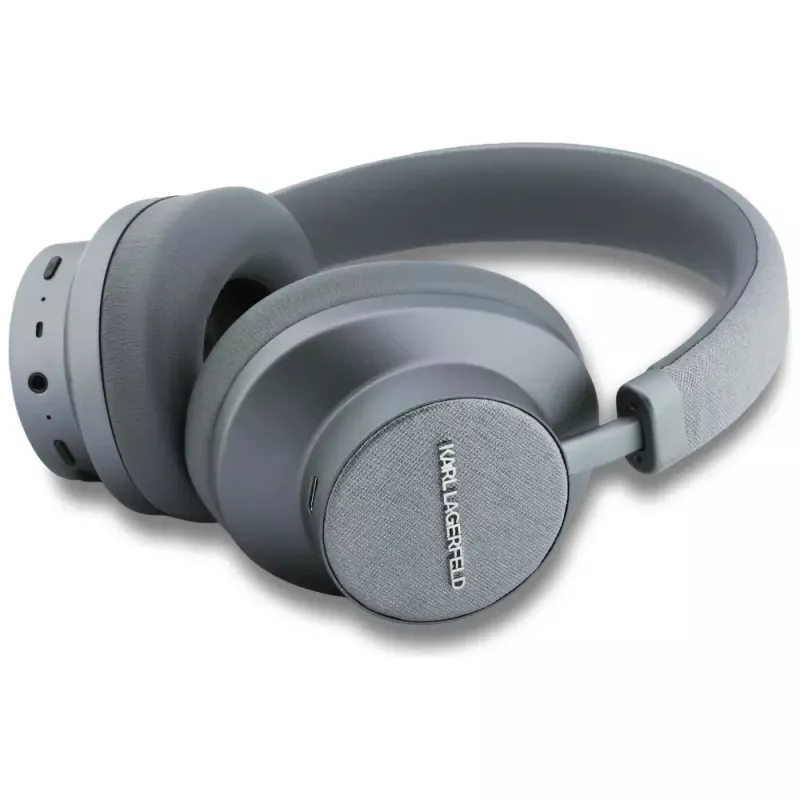 Karl Lagerfeld Saffiano Elongated Bluetooth ANC Over-Ear Kopfhörer Grau