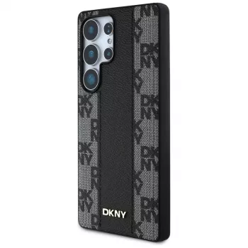 DKNY Leder-Checkered-Pattern MagSafe Case für Samsung Galaxy S25 Ultra Schwarz