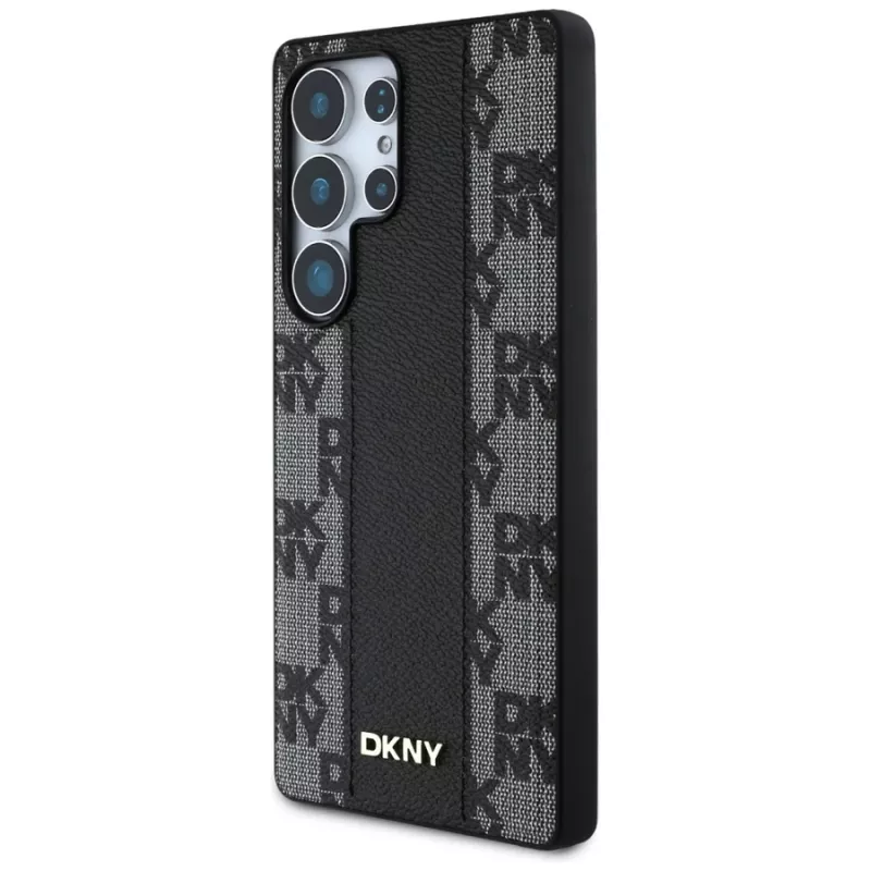 DKNY Leder-Checkered-Pattern MagSafe Case für Samsung Galaxy S25 Ultra Schwarz