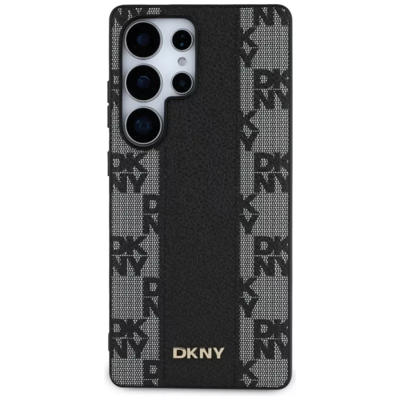 DKNY Leder-Checkered-Pattern MagSafe Case für Samsung Galaxy S25 Ultra Schwarz