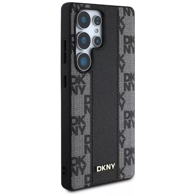 DKNY Leder-Checkered-Pattern MagSafe Case für Samsung Galaxy S25 Ultra Schwarz
