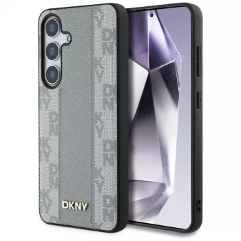 DKNY Leder-Checkered-Pattern MagSafe Case für Samsung Galaxy S25 - Taupe