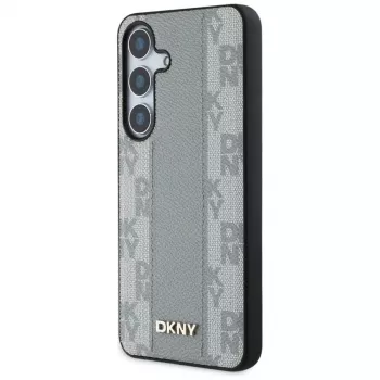 DKNY Leder-Checkered-Pattern MagSafe Case für Samsung Galaxy S25 - Taupe