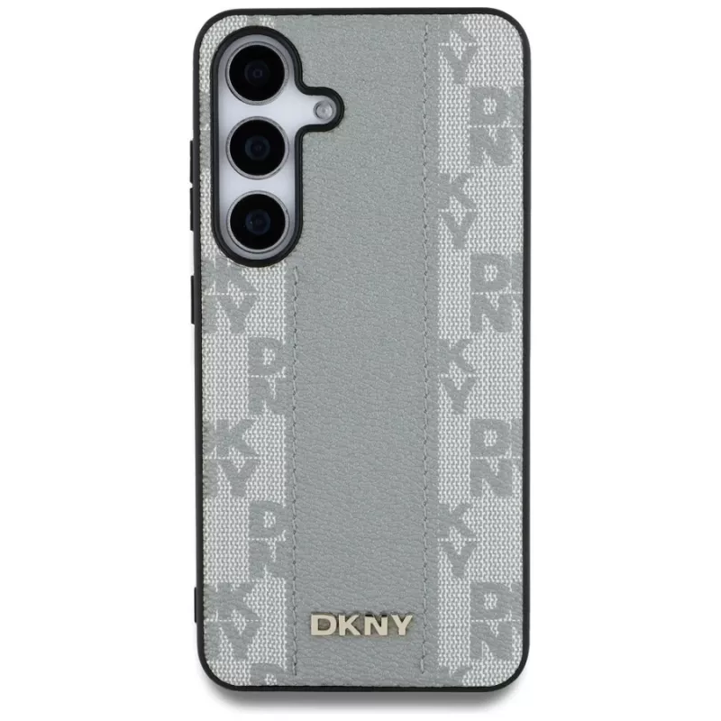 DKNY Leder-Checkered-Pattern MagSafe Case für Samsung Galaxy S25 - Taupe