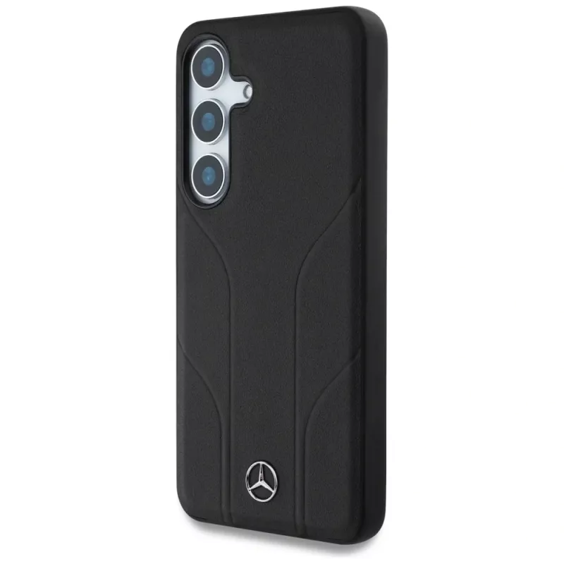 MERCEDES-BENZ Etui Mercedes Leather Debossed Lines MagSafe für Samsung Galaxy S25+ Schwarz