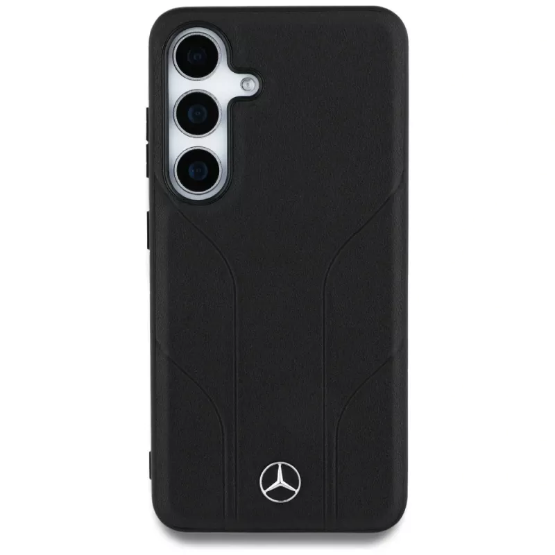 MERCEDES-BENZ Etui Mercedes Leather Debossed Lines MagSafe für Samsung Galaxy S25+ Schwarz
