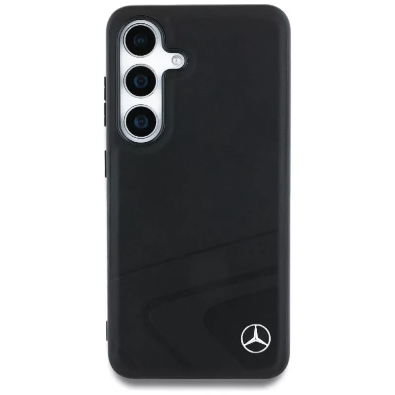 MERCEDES-BENZ Etui Mercedes Leather Horizontal Debossed Curves MagSafe für Samsung Galaxy S25 Schwarz