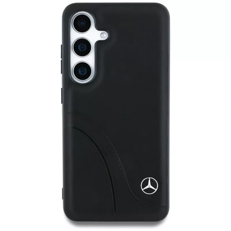 MERCEDES-BENZ Lederhülle mit geschwungenen Nähten für Samsung Galaxy S25 Schwarz