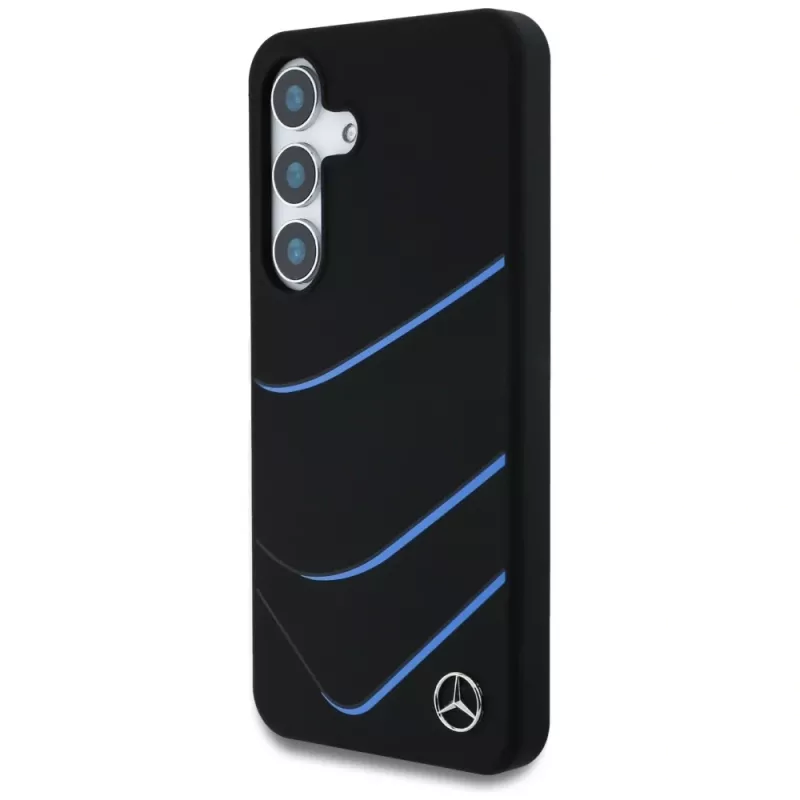 MERCEDES-BENZ Silicone Contrasted Curves MagSafe Case für Samsung Galaxy S25, Schwarz