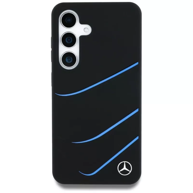 MERCEDES-BENZ Silicone Contrasted Curves MagSafe Case für Samsung Galaxy S25, Schwarz