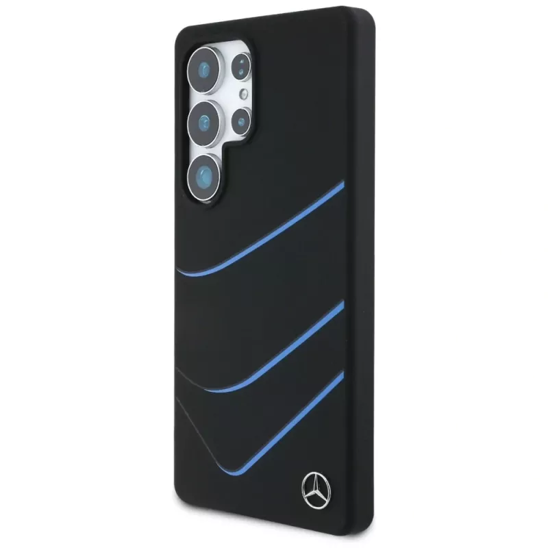 MERCEDES-BENZ Silicone Contrasted Curves MagSafe Case für Samsung Galaxy S25 Ultra Schwarz