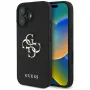Guess Grained Big 4G Logo Small Classic Logo Case für iPhone 16 (Schwarz)