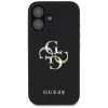 Guess Grained Big 4G Logo Small Classic Logo Case für iPhone 16 (Schwarz)