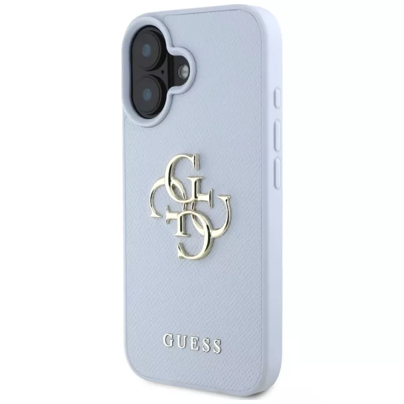 Guess Grained Big 4G Logo Small Classic Logo Back Cover für Apple iPhone 16 - Blau