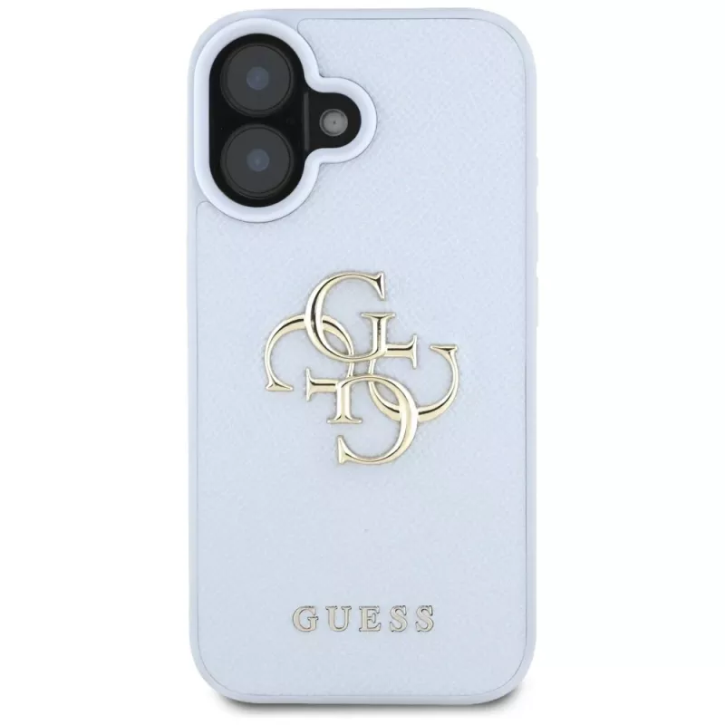 Guess Grained Big 4G Logo Small Classic Logo Back Cover für Apple iPhone 16 - Blau
