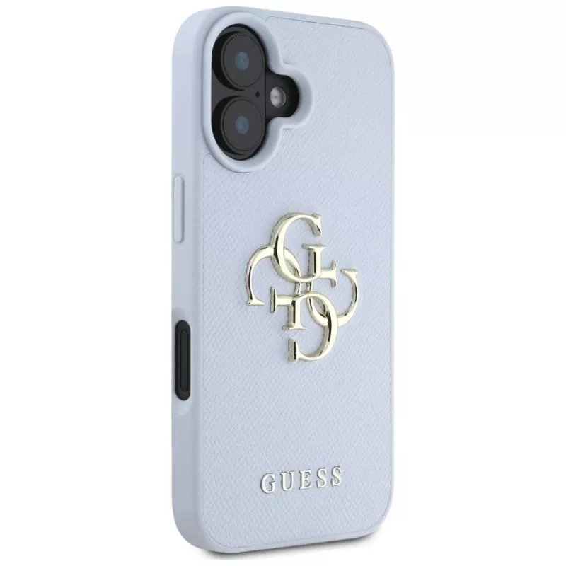 Guess Grained Big 4G Logo Small Classic Logo Back Cover für Apple iPhone 16 - Blau