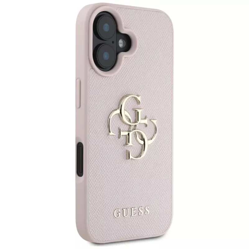 Guess Grained Big 4G Logo Small Classic Logo Back Cover für Apple iPhone 16 - Pink