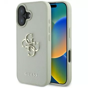 Guess Grained Big 4G Logo Small Classic Back Cover für iPhone 16 - Grün