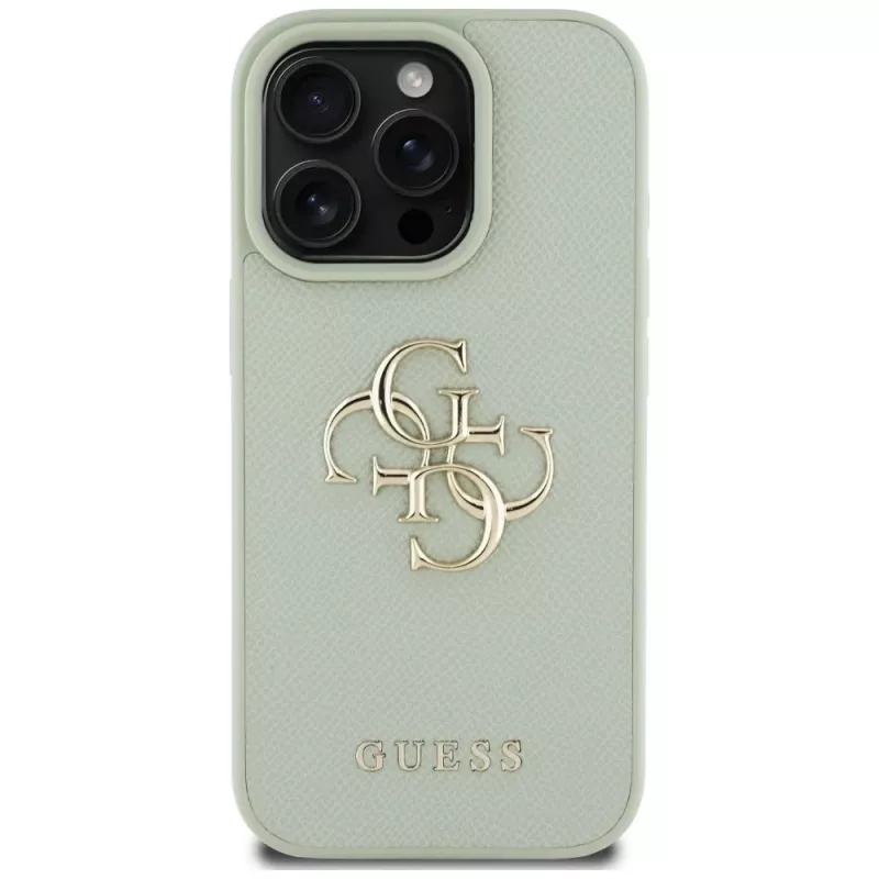 Guess Grained Big 4G Logo Small Classic Logo Back Cover für Apple iPhone 16 Pro Max - Grün