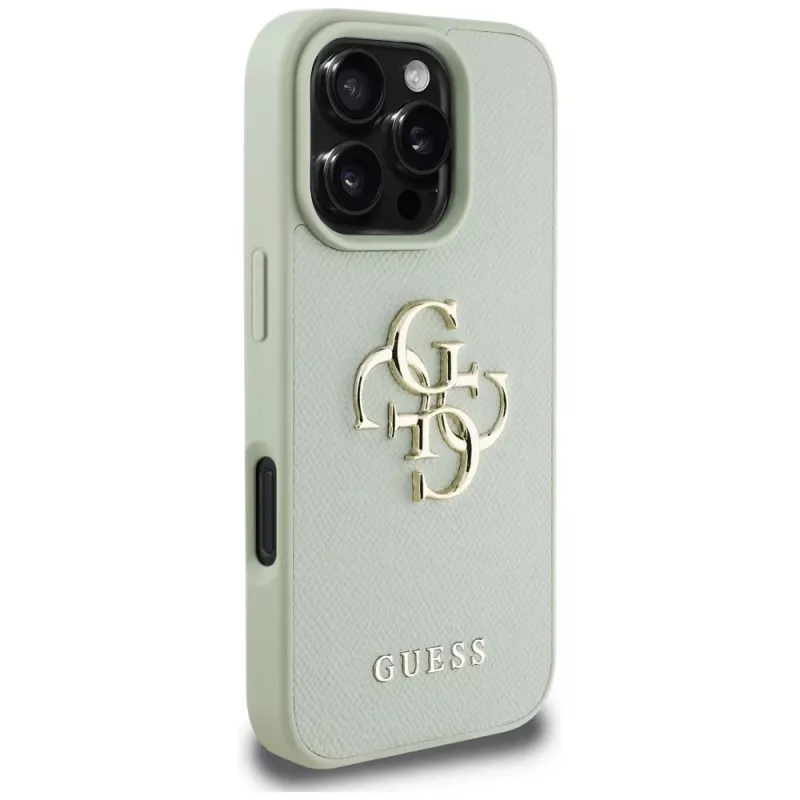Guess Grained Big 4G Logo Small Classic Logo Back Cover für Apple iPhone 16 Pro Max - Grün
