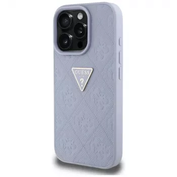 Guess Hot Stamp 4G Pattern Triangle Metal Logo Back Cover für iPhone 16 Pro, Lila