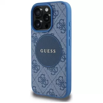 Guess 4G Circle Classic Logo MagSafe Case für iPhone 16 Pro Blau