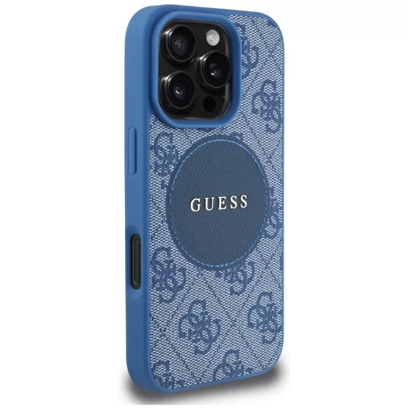Guess 4G Circle Classic Logo MagSafe Case für iPhone 16 Pro Blau