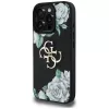 Guess Grained Roses Big 4G Logo Case für Apple iPhone 16 Pro, Schwarz