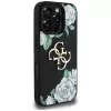 Guess Grained Roses Big 4G Logo Case für Apple iPhone 16 Pro, Schwarz