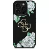 Guess Grained Roses Big 4G Logo Case für iPhone 16 Pro Max, Schwarz