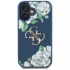 Guess Grained Roses Big 4G Logo Case für Apple iPhone 16 - Blau