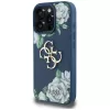 Guess Grained Roses Big 4G Logo Back Cover Case für Apple iPhone 16 Pro - Blau
