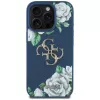 Guess Grained Roses Big 4G Logo Handyhülle für iPhone 16 Pro Max, Blau