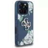 Guess Grained Roses Big 4G Logo Handyhülle für iPhone 16 Pro Max, Blau
