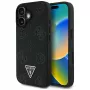 Guess Grained Hot Stamp Peony Triangle Logo MagSafe Case für iPhone 16 (Schwarz)