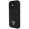 Guess Grained Hot Stamp Peony Triangle Logo MagSafe Case für iPhone 16 (Schwarz)