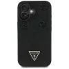 Guess Grained Hot Stamp Peony Triangle Logo MagSafe Case für iPhone 16 (Schwarz)