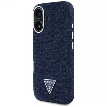 Guess Denim Triangle Logo MagSafe Case für iPhone 16 Blau