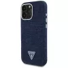Guess Denim Triangle Logo MagSafe Case für Apple iPhone 16 Pro Max Blau