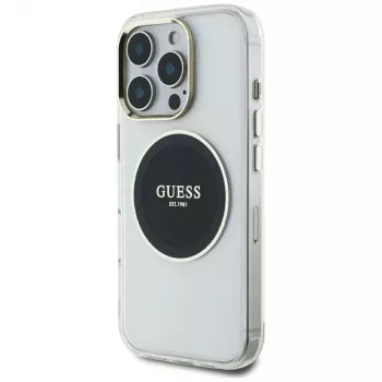 Guess IML Metal Colored Circle Classic Logo MagSafe Case für iPhone 16 Pro Max (Schwarz)