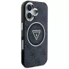 Guess IML Metal Glitter 4G Circle Triangle MagSafe Case für Apple iPhone 16 (Schwarz)